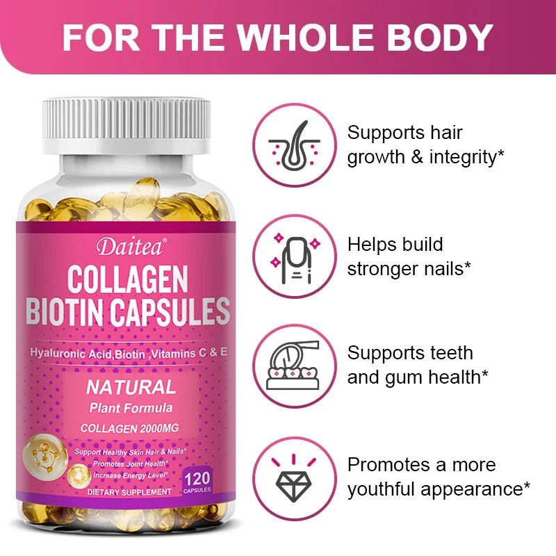💊✨ Daitea Collagen + Biotin Capsules – Skin, Hair, Nails & Joint Support ✨💊