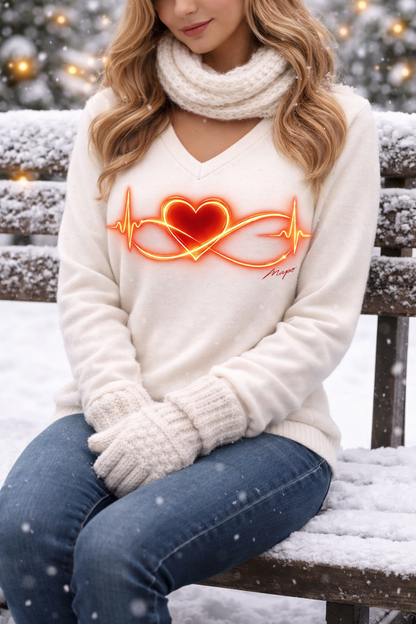 Heart & Infinite Heartbeat Sweater – Love That Never Stops