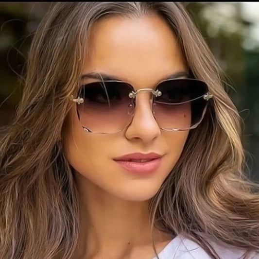 🕶️ 2022 Square Rimless Sunglasses – Luxury Designer Style 👓 | Summer Red Glasses 🔴 | Unisex UV400 Protection 🛡️🌞 | Fashion Shades for Men & Women 😎