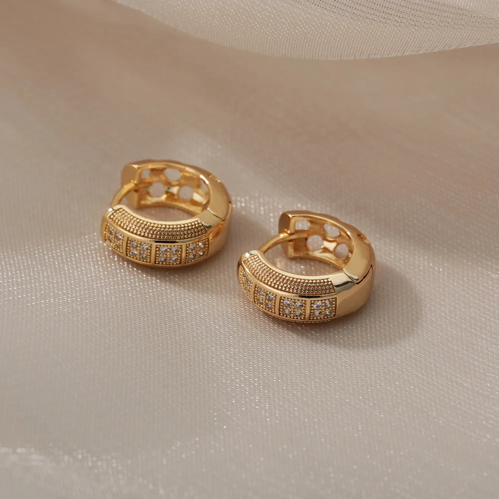 Cubic Zirconia Hoop Earrings – Stainless Steel