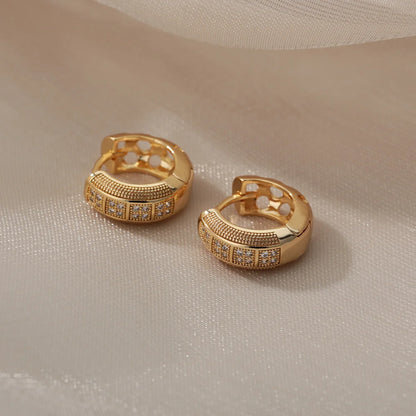 Cubic Zirconia Hoop Earrings – Stainless Steel