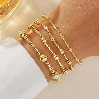 New Trend Stretch Elastic Bracelet – Gold Beads ✨ | Bead Bracelet for Women 💛 | Perfect Gift 🎁