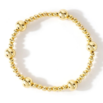 New Trend Stretch Elastic Bracelet – Gold Beads ✨ | Bead Bracelet for Women 💛 | Perfect Gift 🎁