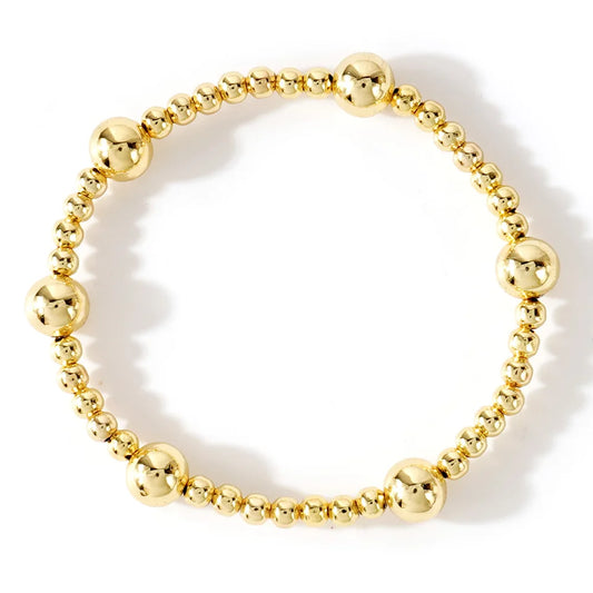 New Trend Stretch Elastic Bracelet – Gold Beads ✨ | Bead Bracelet for Women 💛 | Perfect Gift 🎁