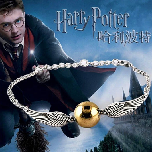 Golden Snitch ⚡ & Deathly Hallows Bracelet – Wholesale Movie Jewelry 🎬 | Antique Bronze, Silver, or Gold ✨ | Perfect for Cosplay 🎭