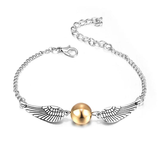 Golden Snitch ⚡ & Deathly Hallows Bracelet – Wholesale Movie Jewelry 🎬 | Antique Bronze, Silver, or Gold ✨ | Perfect for Cosplay 🎭