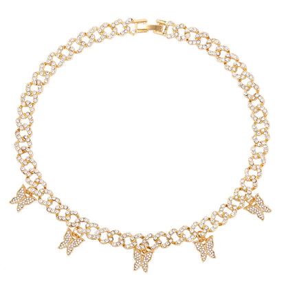 🦋💎 Bling Butterfly Pendant Necklace – Crystal Cuban Chain for Women ✨🌸