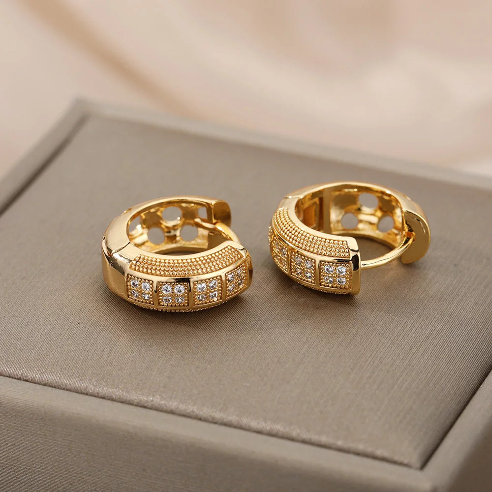 Cubic Zirconia Hoop Earrings – Stainless Steel