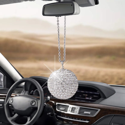 💎✨ Large Bling Crystal Ball Car Pendant – Rearview Mirror Ornament 🚗✨