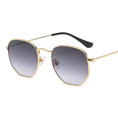 🕶️ Men’s Hexagon Sunglasses 😎 | Unisex Metal Frame ✨ | Retro Gold Tea Shades 🔶 | Fishing & Outdoor Eyewear 🎣🌞 | UV400 Protection 🛡️