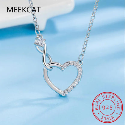 💎 925 Sterling Silver Heart Pendant Necklace – Sparkling Cubic Zirconia 💎