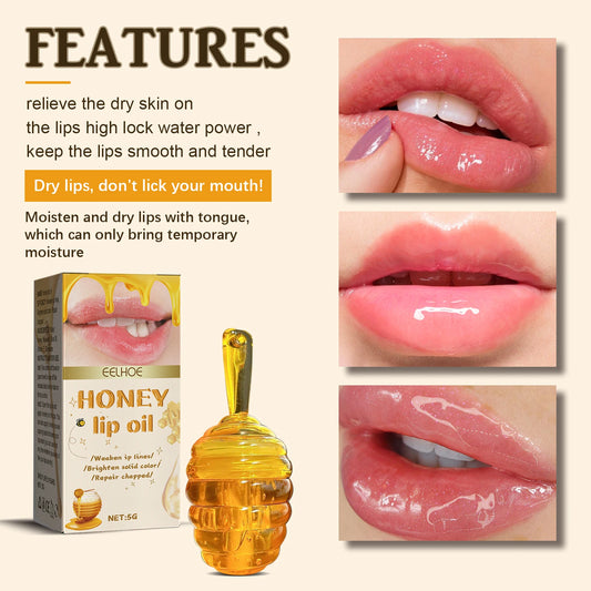 Honey Lip Oil 🍯💄 | Fresh Beeswax Lip Balm 🐝 | Long-Lasting Moisturizing 💧 | Transparent Lip Oil ✨ | Liquid Lipstick Effect 💋 | Lip Care & Skin Care Product 🌸