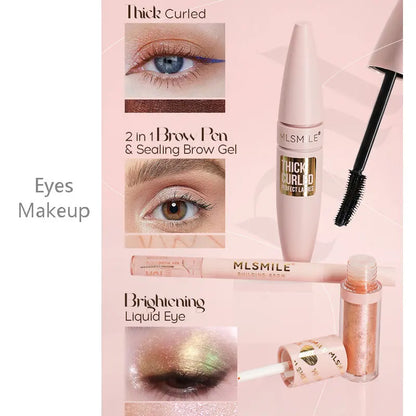 💄 Makeup Kit with Organizer Case – Lipstick, Contour, Highlighter, Liquid Eyeshadow, Lip Mud, Eyebrow Pencil, Mascara & More ✨ 📋 Product Highlights: