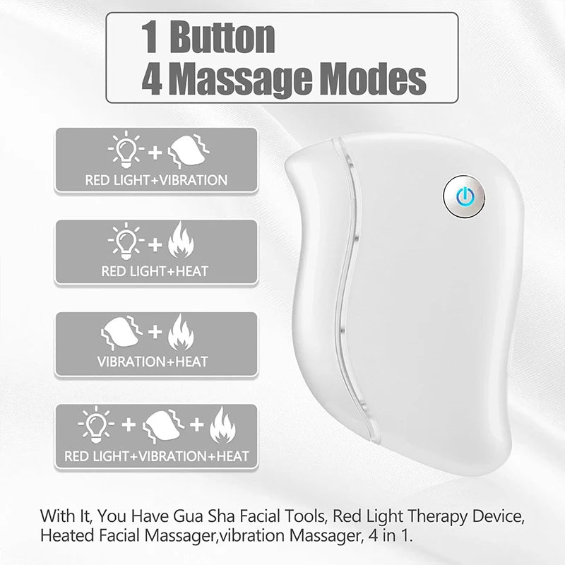 4-in-1 Electric Facial Gua Sha Massager with Heat and Red Light