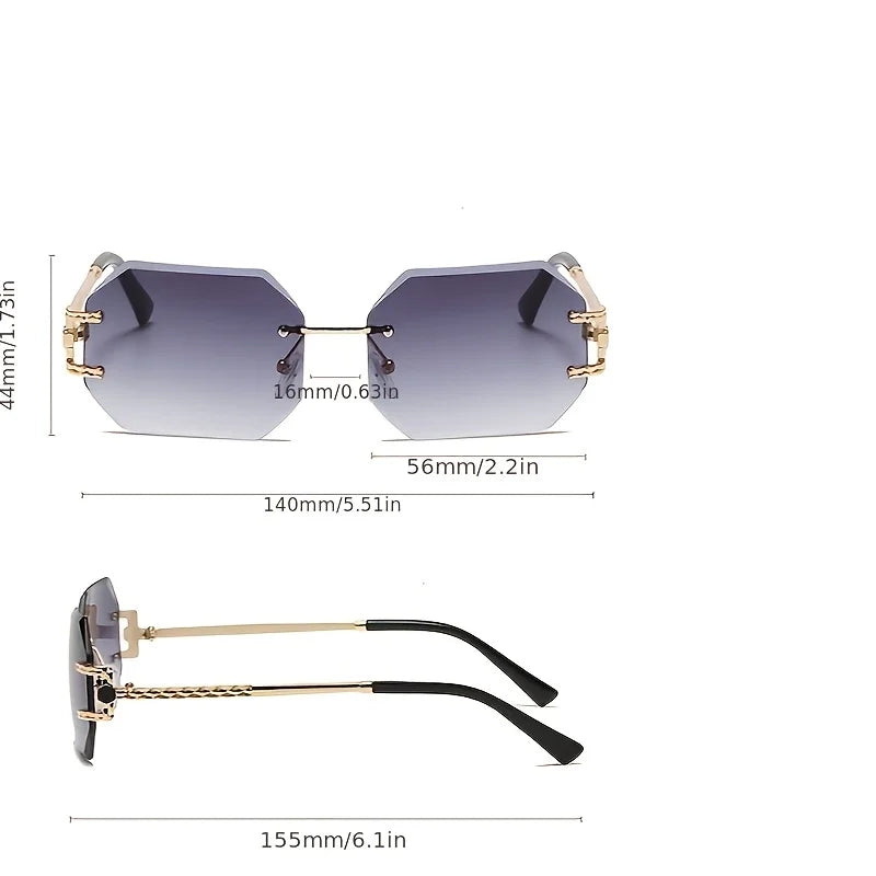 🕶️ Hip-Hop Style Rimless Geometric Sunglasses 😎 | Unisex Street Fashion ✨ | Clear Lens PC Frame 👓 | Trendy Gift Idea 🎁🔥