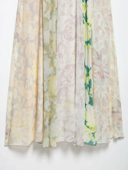 Women's Flower Print Backless Midi Dress