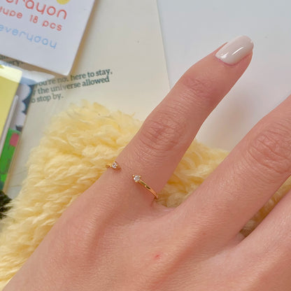 💎✨ 925 Sterling Silver Zircon Open Ring – Mini Lines Design ✨💎