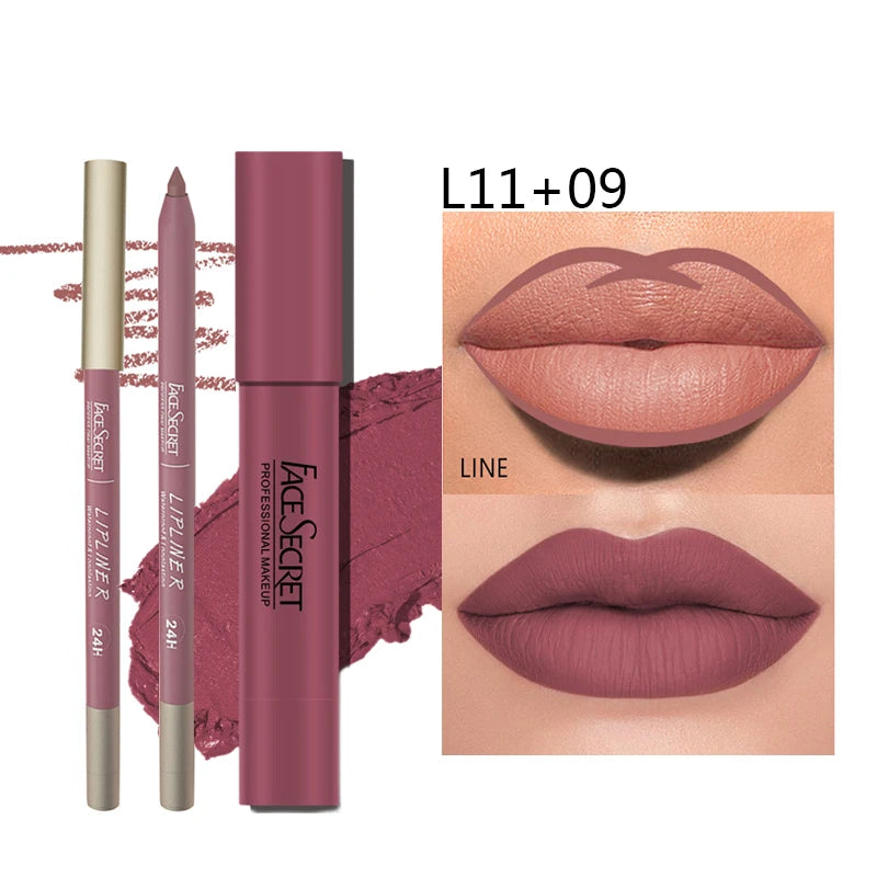 💄 Matte Lip Liner & Lipstick Set ✨ | Waterproof & Long-Lasting 💧 | Soft Matte Finish 🌸 | Bold Color Rendering 🎨 | Women’s Makeup Cosmetics 💖