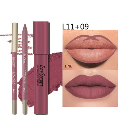 💄 Matte Lip Liner & Lipstick Set ✨ | Waterproof & Long-Lasting 💧 | Soft Matte Finish 🌸 | Bold Color Rendering 🎨 | Women’s Makeup Cosmetics 💖