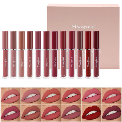 💄 Matte Lip Gloss Set (6 Colors) ✨ | Smooth & Long-Lasting 💋 | Waterproof & Moisturizing 💧 | Velvet Lipstick Finish 🌸 | Holiday Gift Box Set 🎁