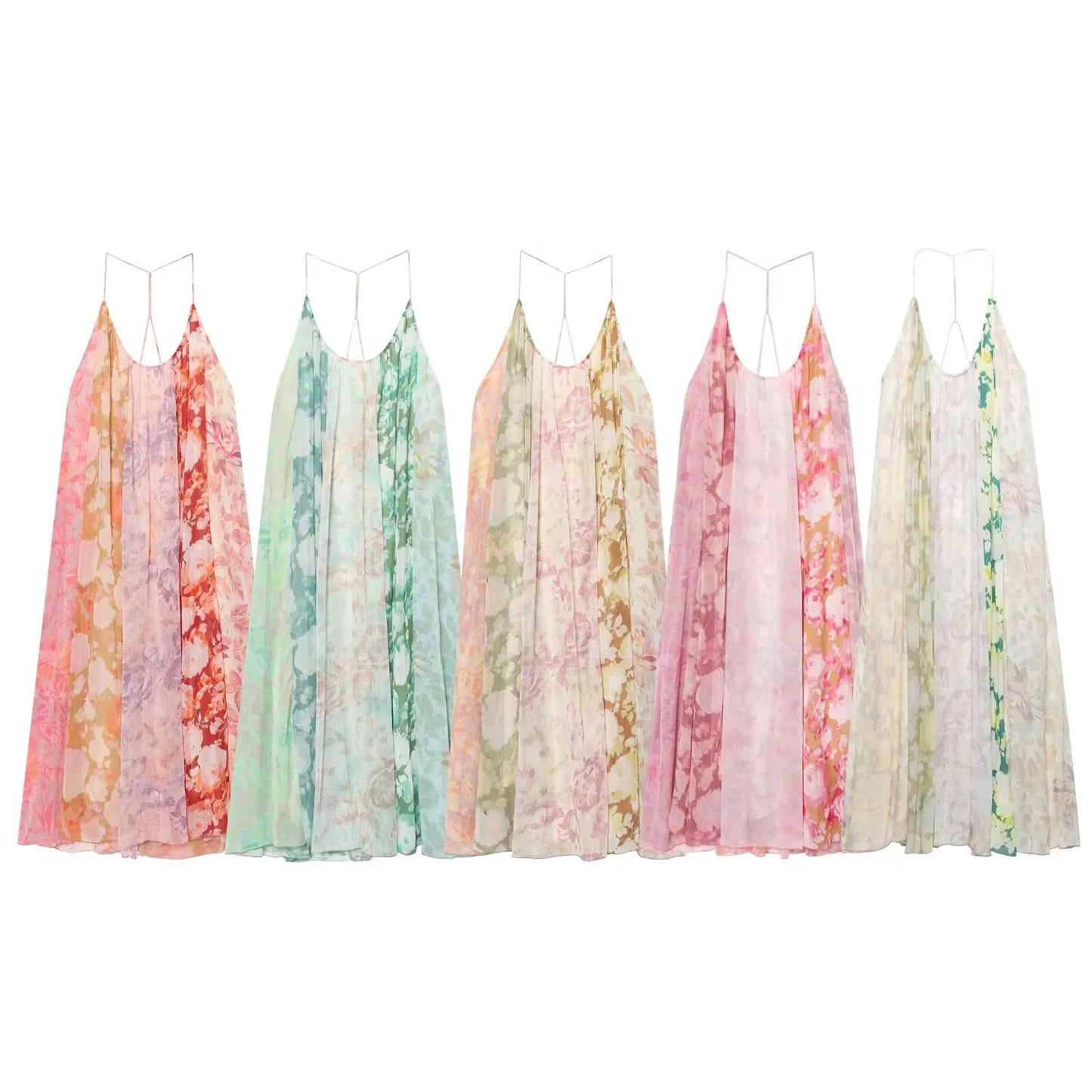 Women's Flower Print Backless Midi Dress