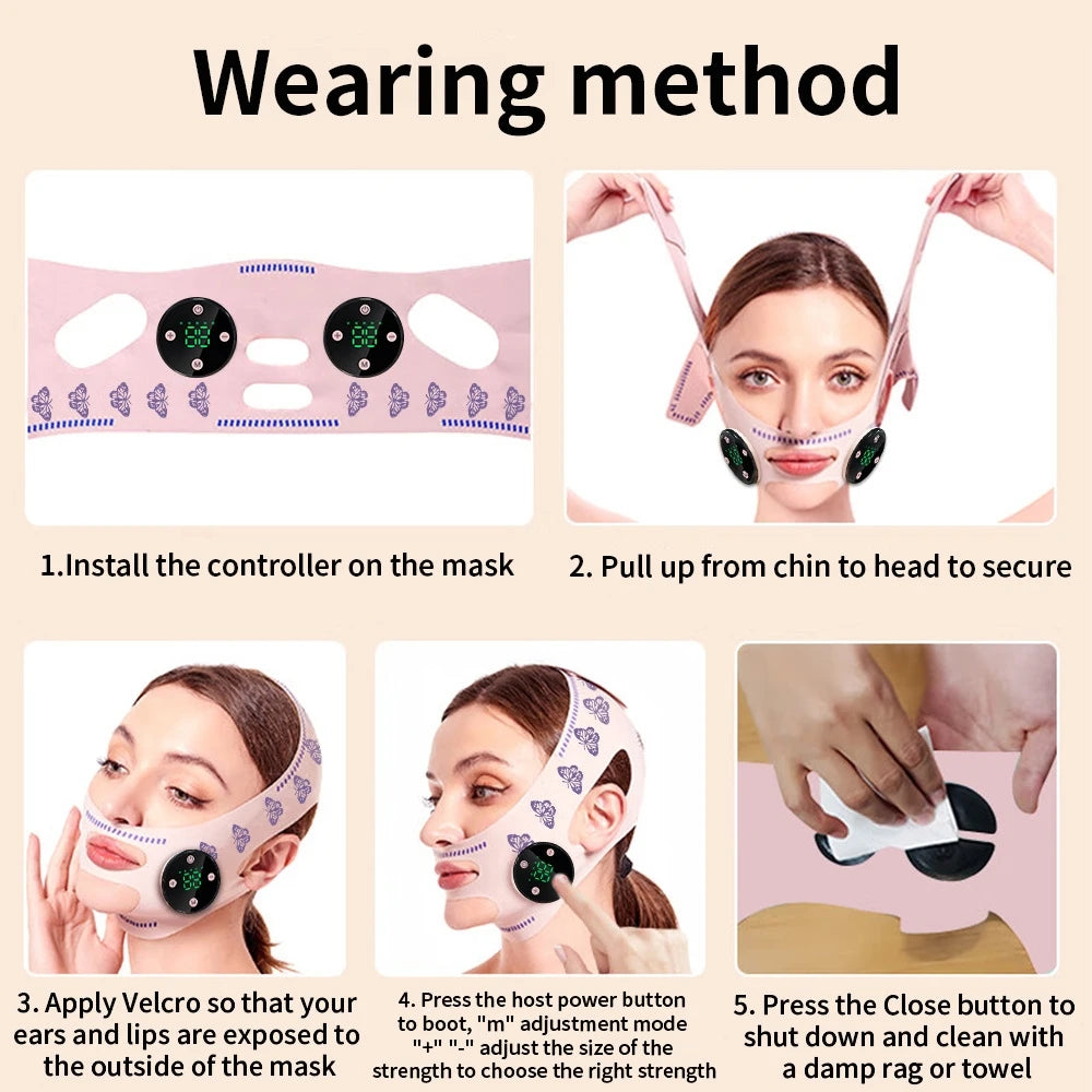 Microcurrent V Face Band EMS Skin Lifting and Jawline Tightening Device