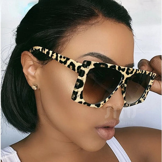 🐆🕶️ Punk Leopard Oversized Sunglasses – Sexy Gradient UV400 Shades 🔥✨