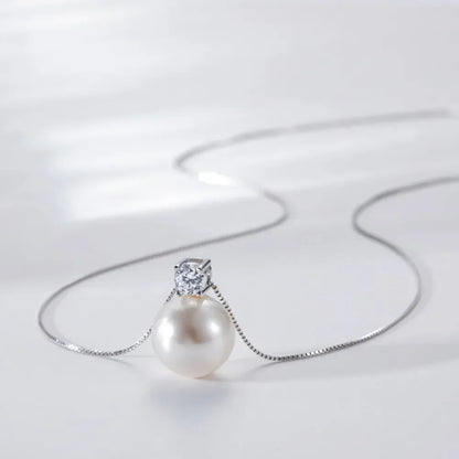 🤍✨ 925 Sterling Silver Pearl Pendant Necklace – 10/12mm ✨🤍