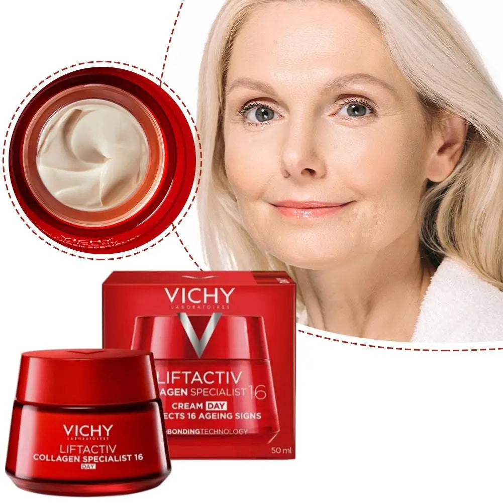 🌙 Vichy Collagen Firming Night Cream 💎 | Deep Moisturizing 💧 | Wrinkle Reduction & Anti-Aging ✨ | Visible Results in 16 Days ⏳ | Day & Night Skin Care 🌸