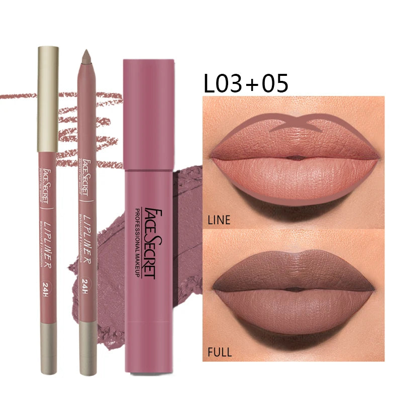 💄 Matte Lip Liner & Lipstick Set ✨ | Waterproof & Long-Lasting 💧 | Soft Matte Finish 🌸 | Bold Color Rendering 🎨 | Women’s Makeup Cosmetics 💖