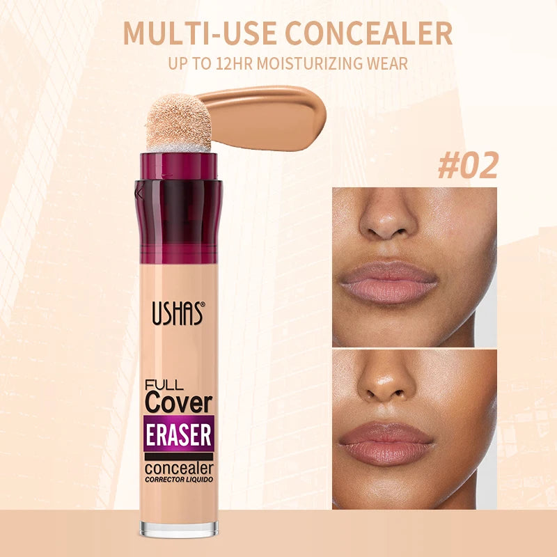 💄 USHAS 12-Color Liquid Concealer ✨ | Moisturizing Formula 💧 | Rotating Sponge Head 🖌️ | Long-Lasting & Lightweight 😍 | Multi-Use Foundation Makeup 💖