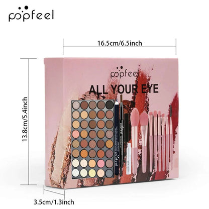 🎨 POPFEEL Eye Makeup Set 👁️ | 40-Color Eyeshadow Palette 🌈 | Eyebrow Pencil ✏️ | Eyeliner Pen 🖊️ | Mascara 💖 | Makeup Brush Set 🖌️ | Complete Eye Cosmetics Kit ✨