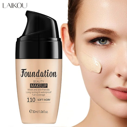 💄 LAIKOU Liquid Foundation ✨ | Moisturizing & Long-Lasting 💧 | Natural Brightening Face Base 🌸 | 30ml Tone-Correcting Makeup 🧴 | Flawless Coverage 💖