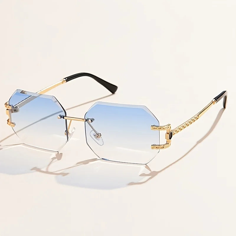 🕶️ Hip-Hop Style Rimless Geometric Sunglasses 😎 | Unisex Street Fashion ✨ | Clear Lens PC Frame 👓 | Trendy Gift Idea 🎁🔥