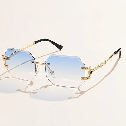 🕶️ Hip-Hop Style Rimless Geometric Sunglasses 😎 | Unisex Street Fashion ✨ | Clear Lens PC Frame 👓 | Trendy Gift Idea 🎁🔥