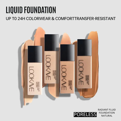 💄 Professional Makeup Kit ✨ | Natural Matte Liquid Foundation 🧴 | Full Coverage 24H 😍 | Includes Flat Top Brush 🖌️ & Sponge 🧽 | Lightweight Long-Lasting Makeup 💖