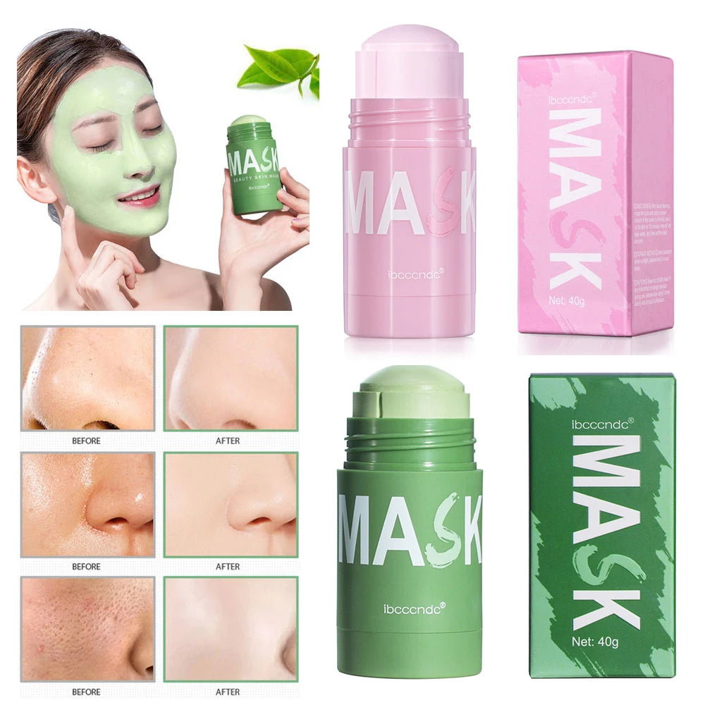 🌿 40g Face Cleansing Mask Stick 😍 | Green Tea 🍵 / Rose Extract 🌹 | Deep Moisturizing 💧 | Blackhead & Pore Care ✨ | Oil Control Film Mask 🛡️