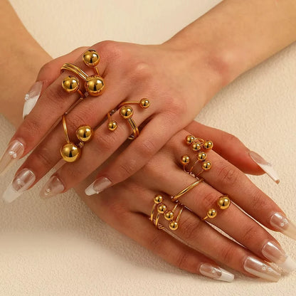 Gold Chunky Ball Ring – Adjustable
