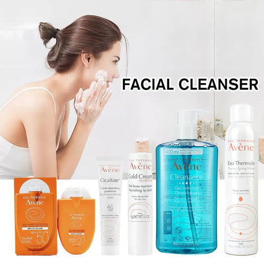 🌞 Avène Facial Cleanser + SPF 50+ Sunscreen 🧴 | Deep Cleansing ✨ | Whitening & Cold Cream Care 🌸 | Dirt Removal 🚿 | Moisturizing Gel Skin Care 💧