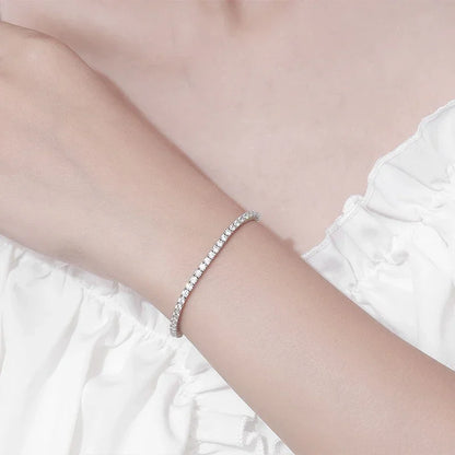 💎✨ NeeTim 2.5mm Moissanite Tennis Bracelet – 925 Sterling Silver White Gold Plated ✨💎