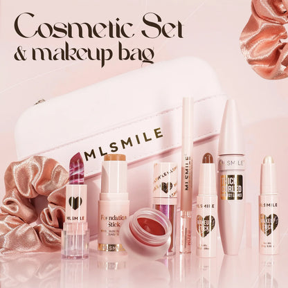 💄 Makeup Kit with Organizer Case – Lipstick, Contour, Highlighter, Liquid Eyeshadow, Lip Mud, Eyebrow Pencil, Mascara & More ✨ 📋 Product Highlights: