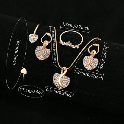 👑✨ Women’s Luxury Quartz Watch & Jewelry Set – Gold with Rhinestones ✨💎