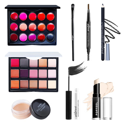 🎁 Makeup Gift Set for Girls & Women – Eyeshadow Palette, Liquid Foundation, Lip Gloss & More 💄✨