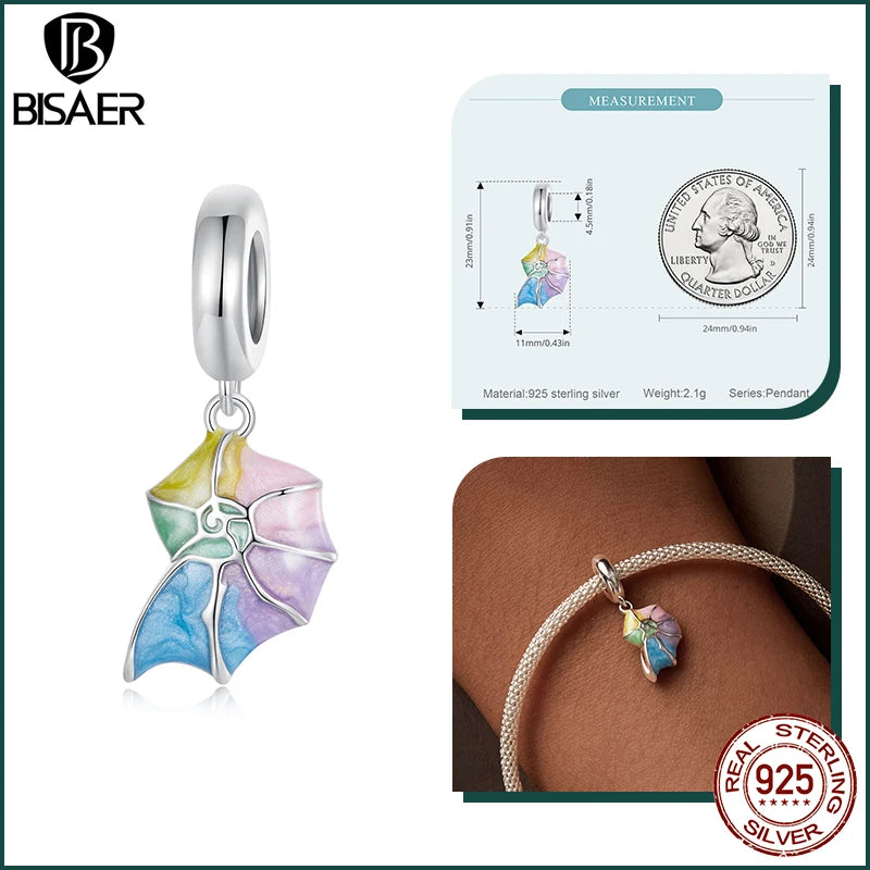 🌈💎 BISAER 925 Sterling Silver Rainbow Heart Charm Bead 💎🌈