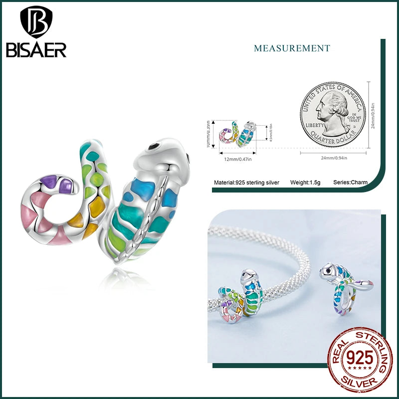 🌈💎 BISAER 925 Sterling Silver Rainbow Heart Charm Bead 💎🌈