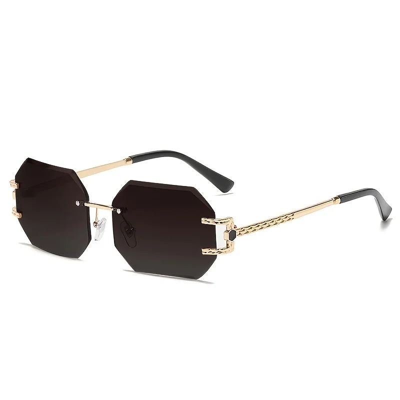 🕶️ Hip-Hop Style Rimless Geometric Sunglasses 😎 | Unisex Street Fashion ✨ | Clear Lens PC Frame 👓 | Trendy Gift Idea 🎁🔥