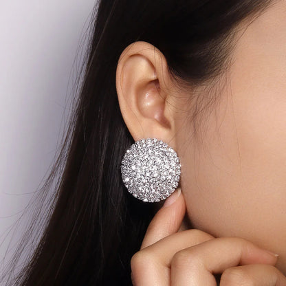 💎✨ Bling Rhinestone Round Stud Earrings – Crystal Wedding & Party Jewelry ✨👑