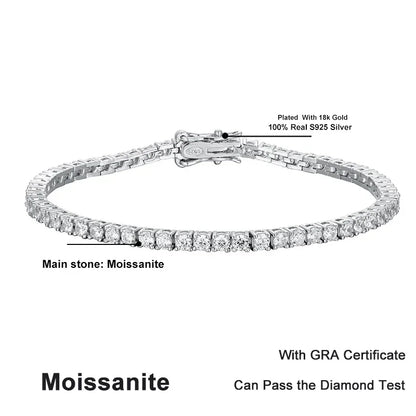 💎✨ NeeTim 2.5mm Moissanite Tennis Bracelet – 925 Sterling Silver White Gold Plated ✨💎