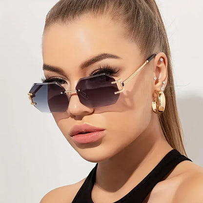 🕶️ Hip-Hop Style Rimless Geometric Sunglasses 😎 | Unisex Street Fashion ✨ | Clear Lens PC Frame 👓 | Trendy Gift Idea 🎁🔥