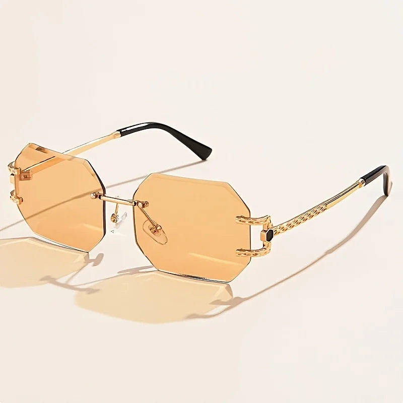 🕶️ Hip-Hop Style Rimless Geometric Sunglasses 😎 | Unisex Street Fashion ✨ | Clear Lens PC Frame 👓 | Trendy Gift Idea 🎁🔥